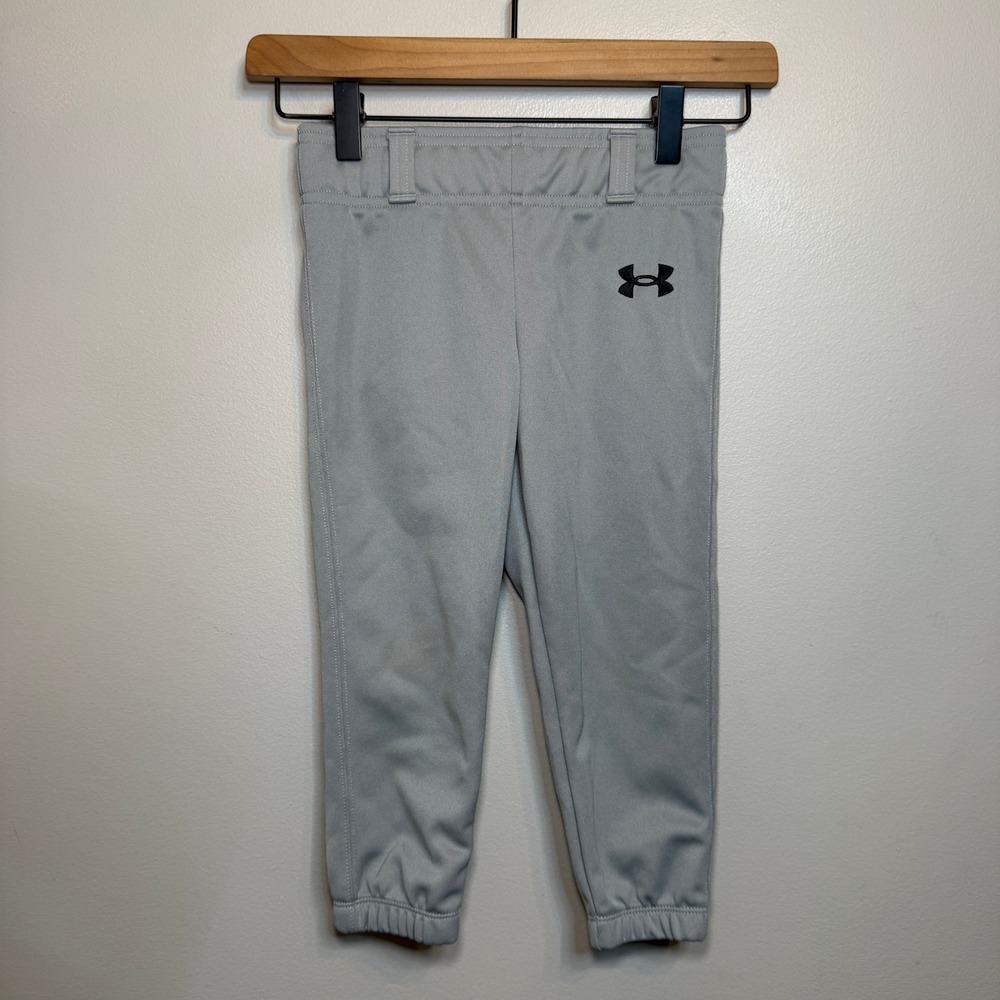 Under Armour Boys Grey Baseball Pants Youth XXS Elastic Waist Athletic